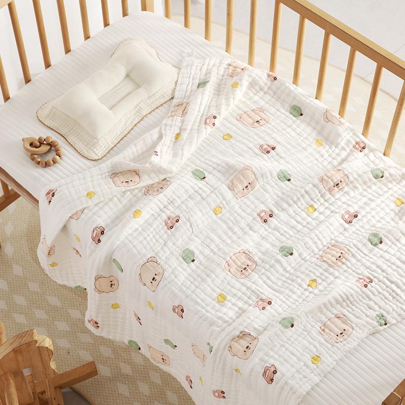 110x110cm High Density Pure Cotton Six-Layer Gauze Baby Bath Towel and Toddler Blanket
