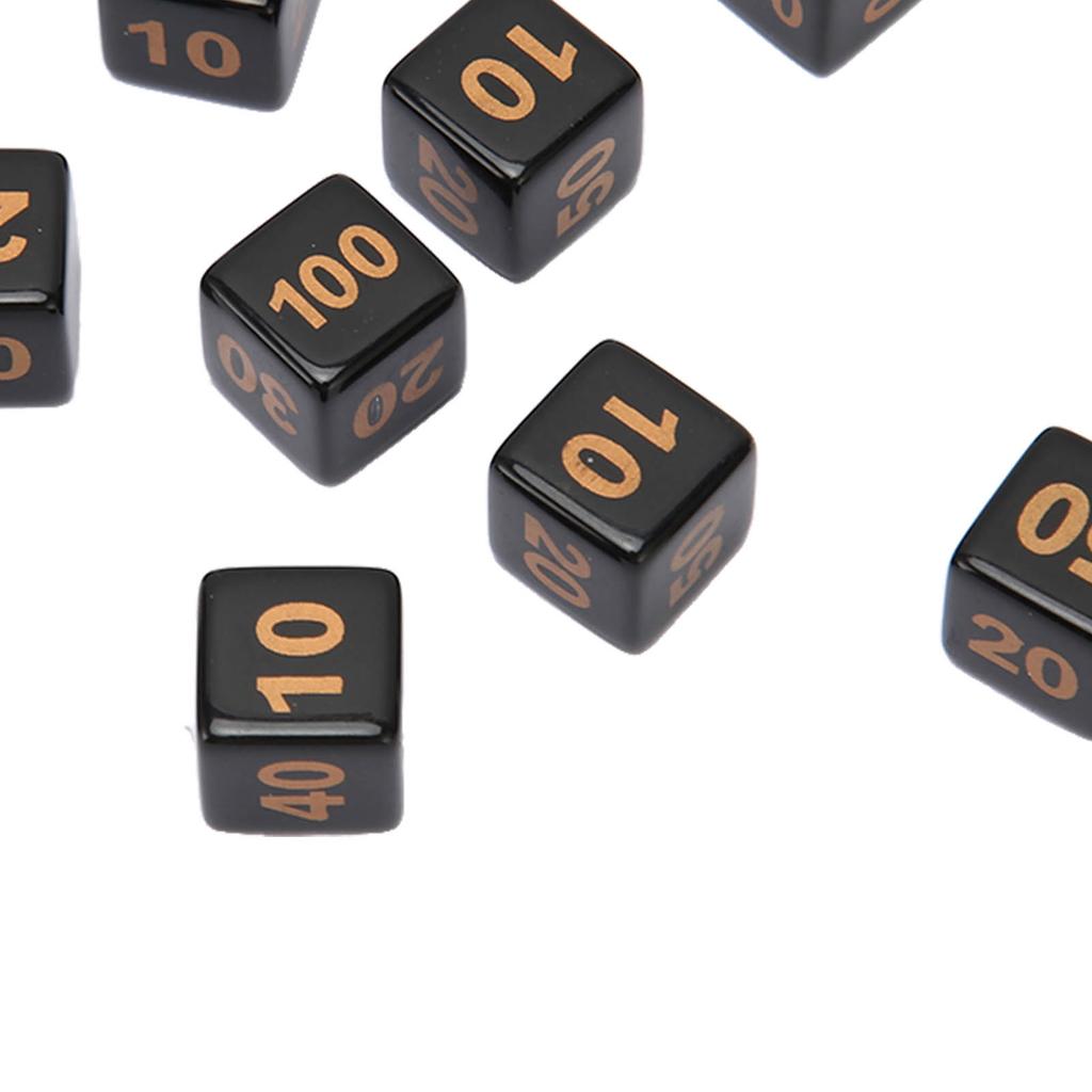 10Pcs Dice Set Plastic Right Angle 6 Sided Numbers Dice for Game Desktop Education Black
