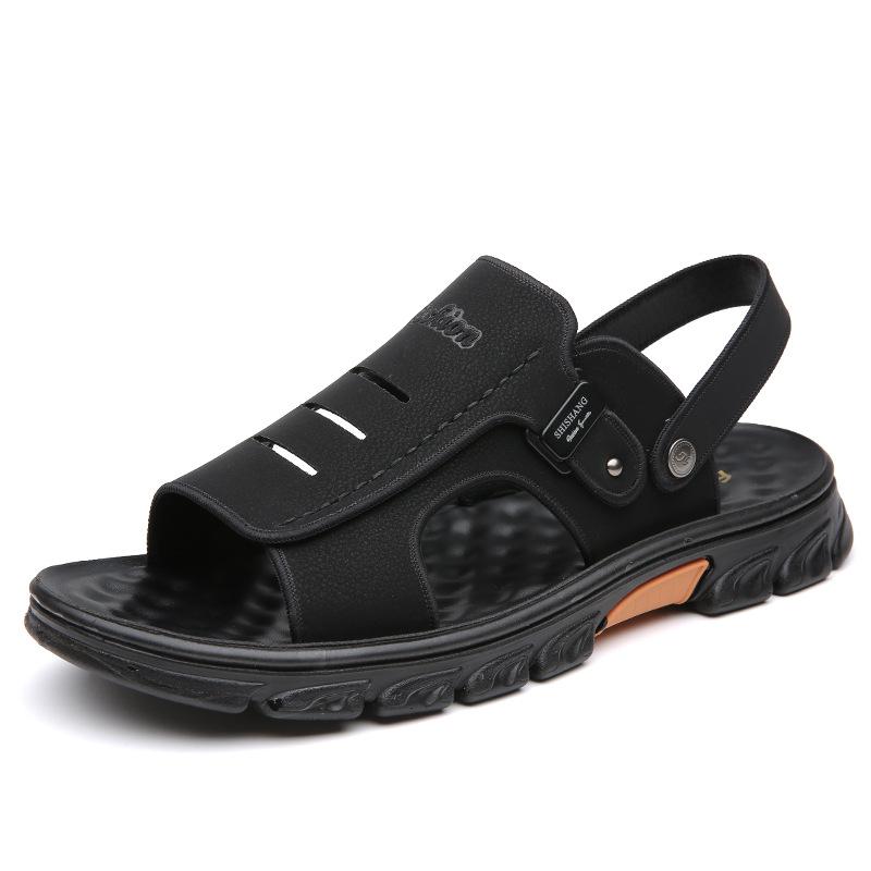 Leather Large Size Summer Men's Sandals Leather Soft Sole Non-slip Beach Shoes High-end Sandals Men's Sandals