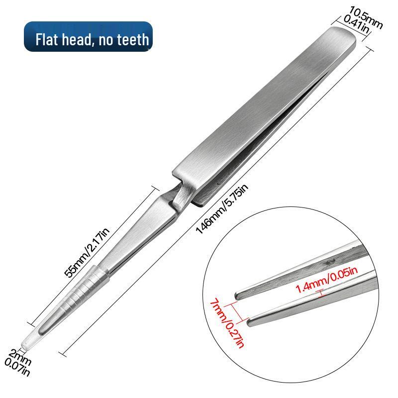 Stainless Steel Precision Tweezers with Flat and Pointed Tips for Grasping in Narrow Spaces