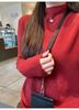 Women's Red Korean Style Sweater: Versatile Stand Collar Knit for Christmas and New Year