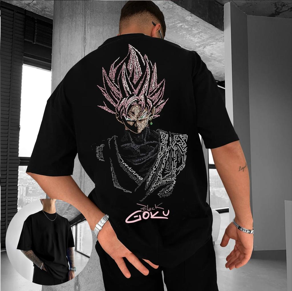 Dragon Ball Stampa Sun Wukong Harajuku T-shirt Estiva da Uomo Anime Taglia Extra Larga Retro Street Casual per Uomo e Donna