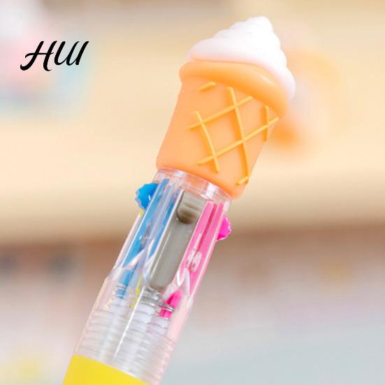 Unique Design Ballpoint Pen 4Pcs Christmas Pens with Fun Toppers 4 Colors Click Novelty Stationery Supplies Retractable Writing for School Students