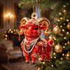 Auspicious Goat Theme Gifts 2D Acrylic Christmas Hanging Ornament, 3.15 Inch Farm Animal Xmas Tree Holiday Car Interior Decor Decoration for Rear View