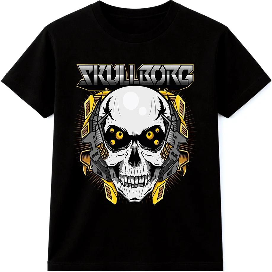 Cyberpunk Skull T Shirt Robot Skull Futuristic Robot Tee Sci Fi Graphic Top S