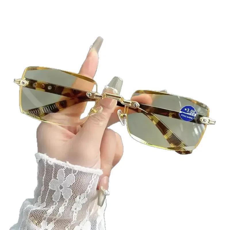 Nye fasjonable nattsynslesebriller Unisex Rammeløse briller med diamantslipt kant Retro Høyoppløselige briller for eldre