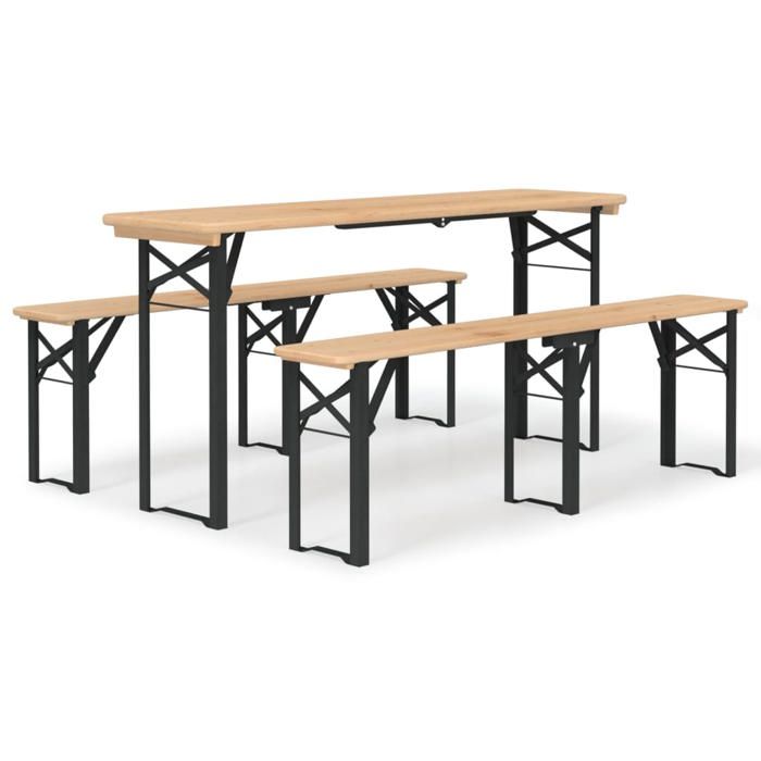 VidaXL Ensemble de tables à bière pliantes 3 pcs bois massif de sapin 363113
