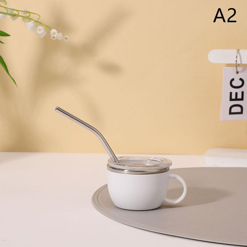 Sturzfeste 3oz Isolierte Kaffeetasse aus Edelstahl mit Henkel Mini-Tasse mit Deckel und Strohhalm Ideal für Camping und Essen