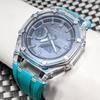 Casio Касиок Кастомный Комплект Безель Бирюзово-Синий G-SHOCK GA-2100/GA-2110/GA-B2100 [Прозрачный + Ремешок] (180~)