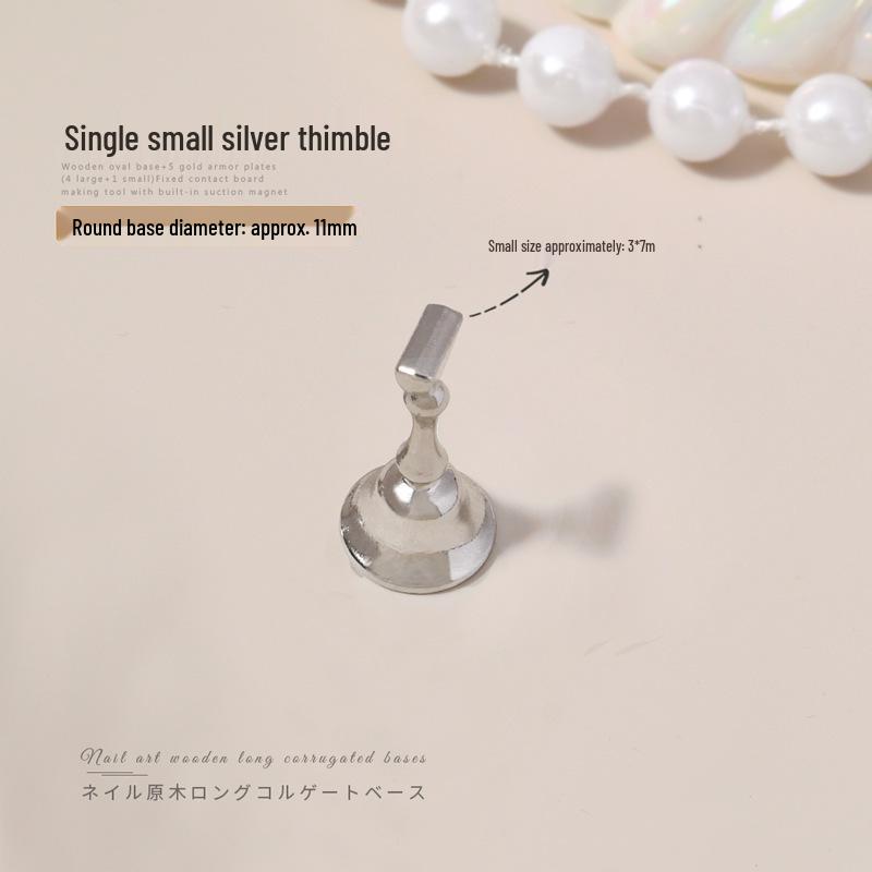 Minimalist Wooden Nail Art Practice Base & Wearable Metal Finger Holder