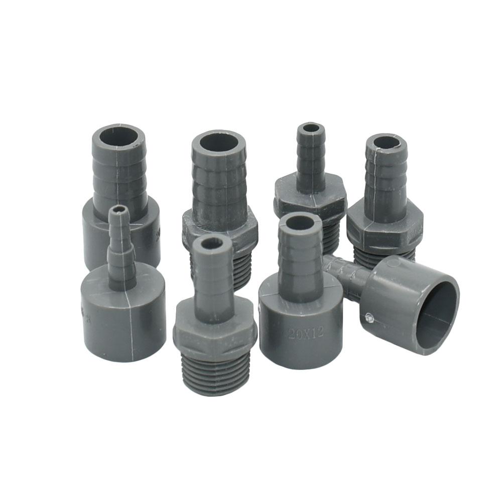 2pcs ID 20mm 1/2 Thread To 6/8/10/12/16mm PVC Hose Barb Connector Garden Hose Coupler Fitting Farm Irrigation PE Pipe Joint