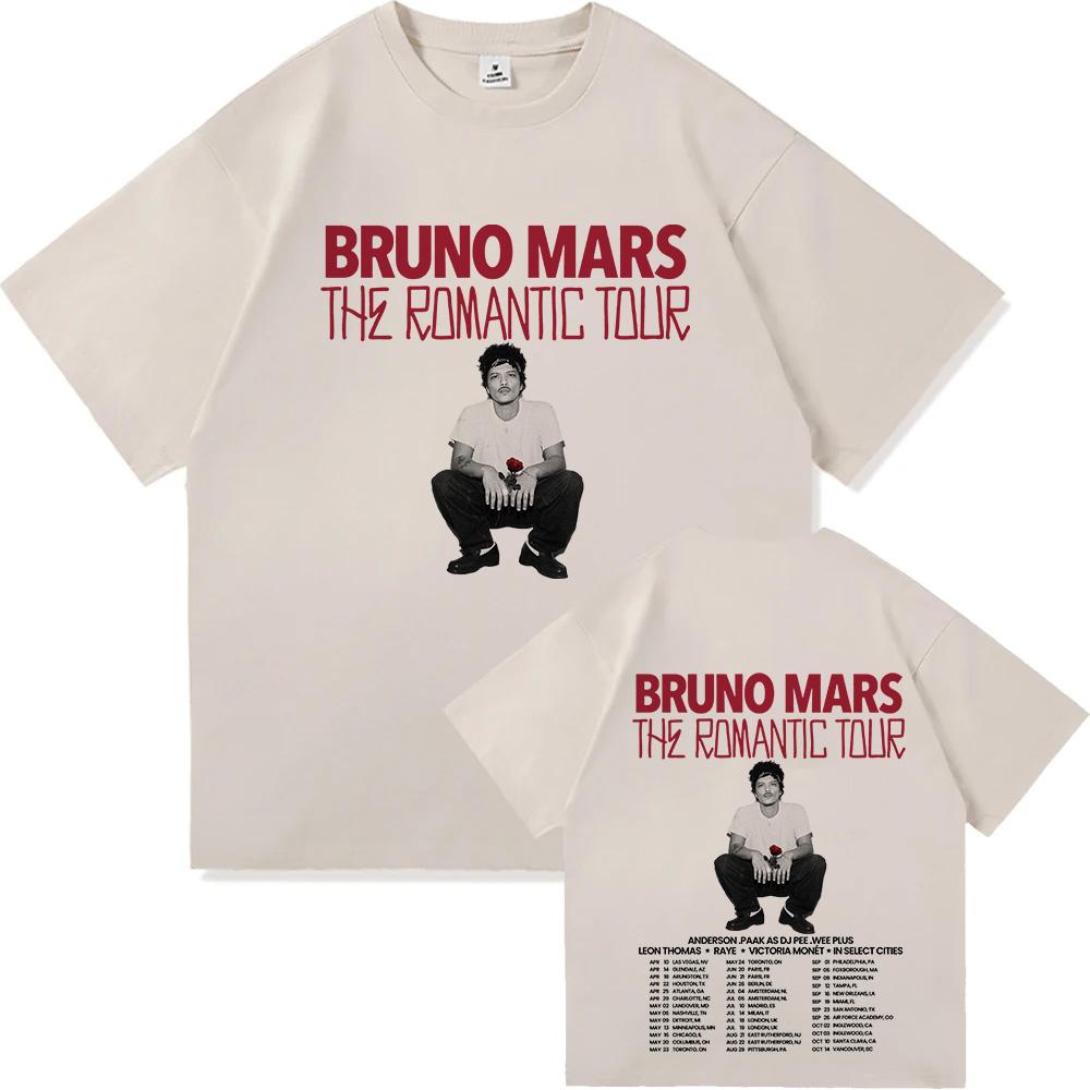

Bruno Mars The Romantic Tour 2026 T-shirt Summer Short Sleeve O-neck Mens Tshirts Streetwear Hip Hop Singer Graphic Print Shirt M