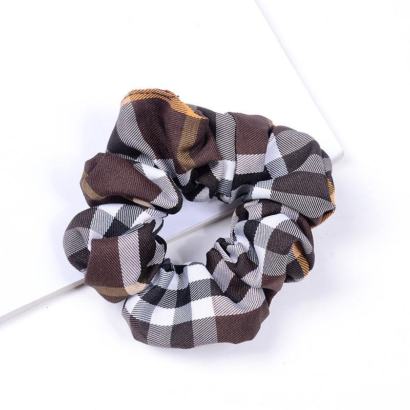 Fashion Woman Scrunchie Set Elastic Hair Band Vintage Plaid Headband Ponytail Band Girl Hair Accessories Hair Band HeadwearYF004