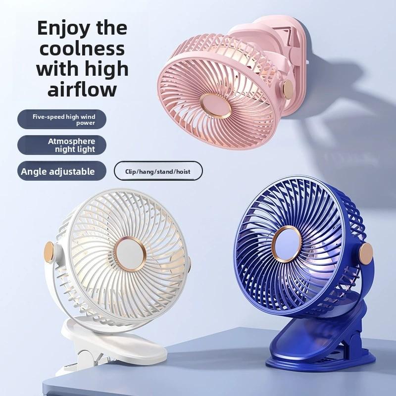 Ventilador de clip portátil recargable USB para escritorio dormitorio y pared