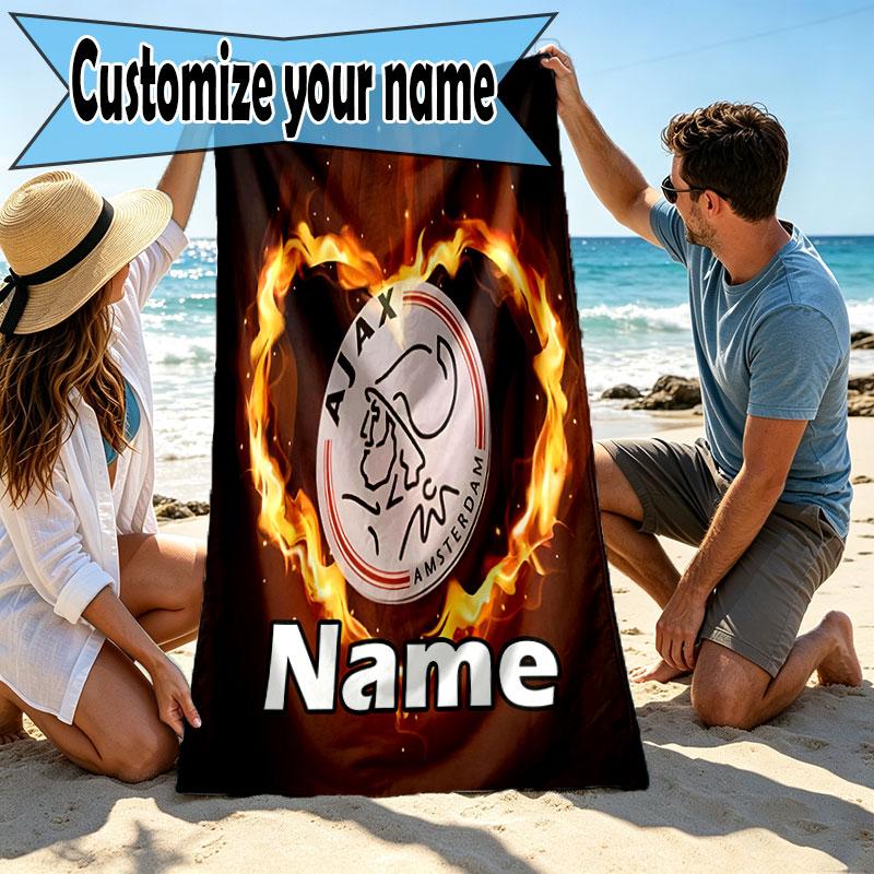 Custom Name Personalized Ajax Print Beach Towel, for Trip Camping Beach Party Home Decor, Birthday Gift for Family & Friends