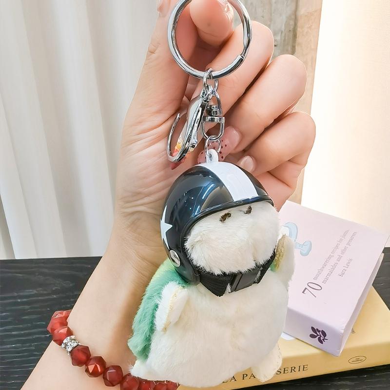 1Pcs Animal Ornament Car Exquisite Decoration Helmet Sea Turtle Keychain Purse Bag Charm Plush Pendant Keyholder