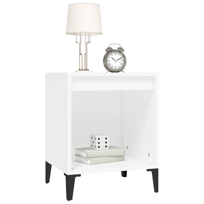 Table de chevet - Maison Exclusive - Blanc - 40 x 35 x 50 cm - Bois d'ingénierie