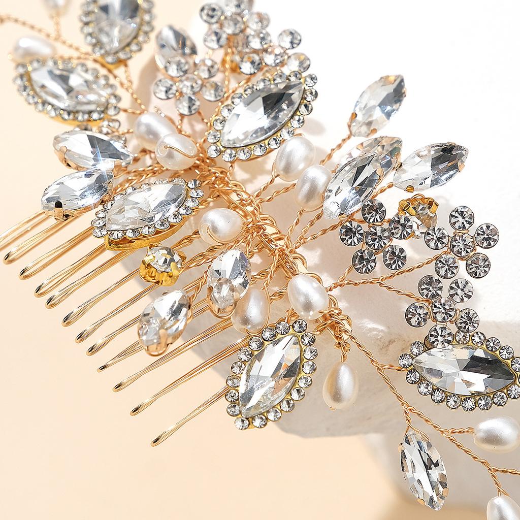 New Bridal Comb Hair Accessories Wedding Ladies Retro Hair Accessories Handmade Rhinestone Pearl Hair Comb Comb
