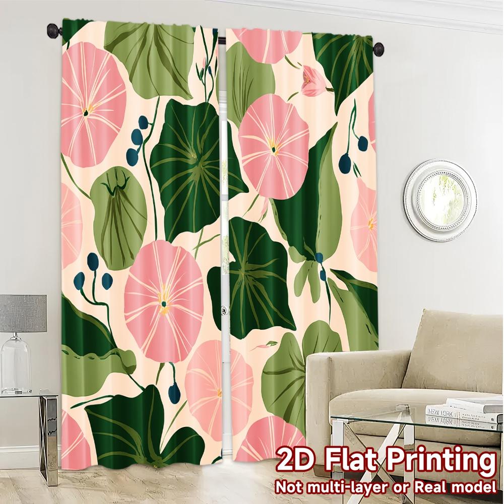 2D Flat Printing  JIT 2pcs   Curtains (Without Rod) Floral Curtain Bliss Chic Contemporary Curtains Versatile Fabric Curtains Home