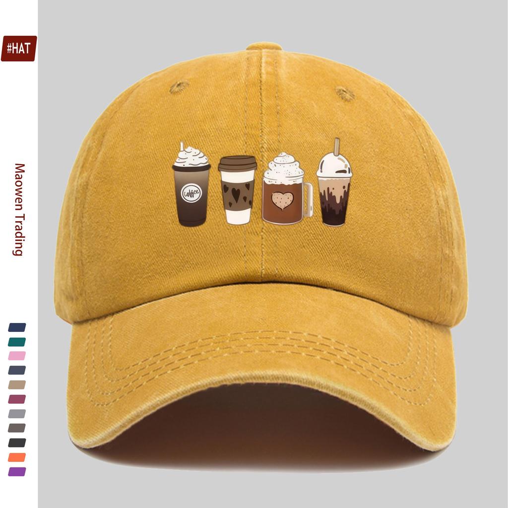 Pc Coffee Pattern Print Baseball Cap Casual Home Printed Design Leisure Hat Comfortable and Lightweight Trucker Sun Hat with