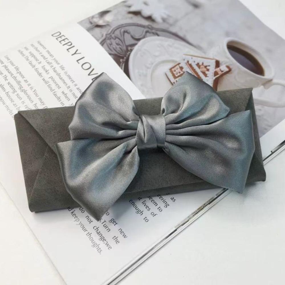 

Bowknot Glasses Bag Leather Sunglasses Storage Box Fashion Reading Glasses Bag Case Student сірий
