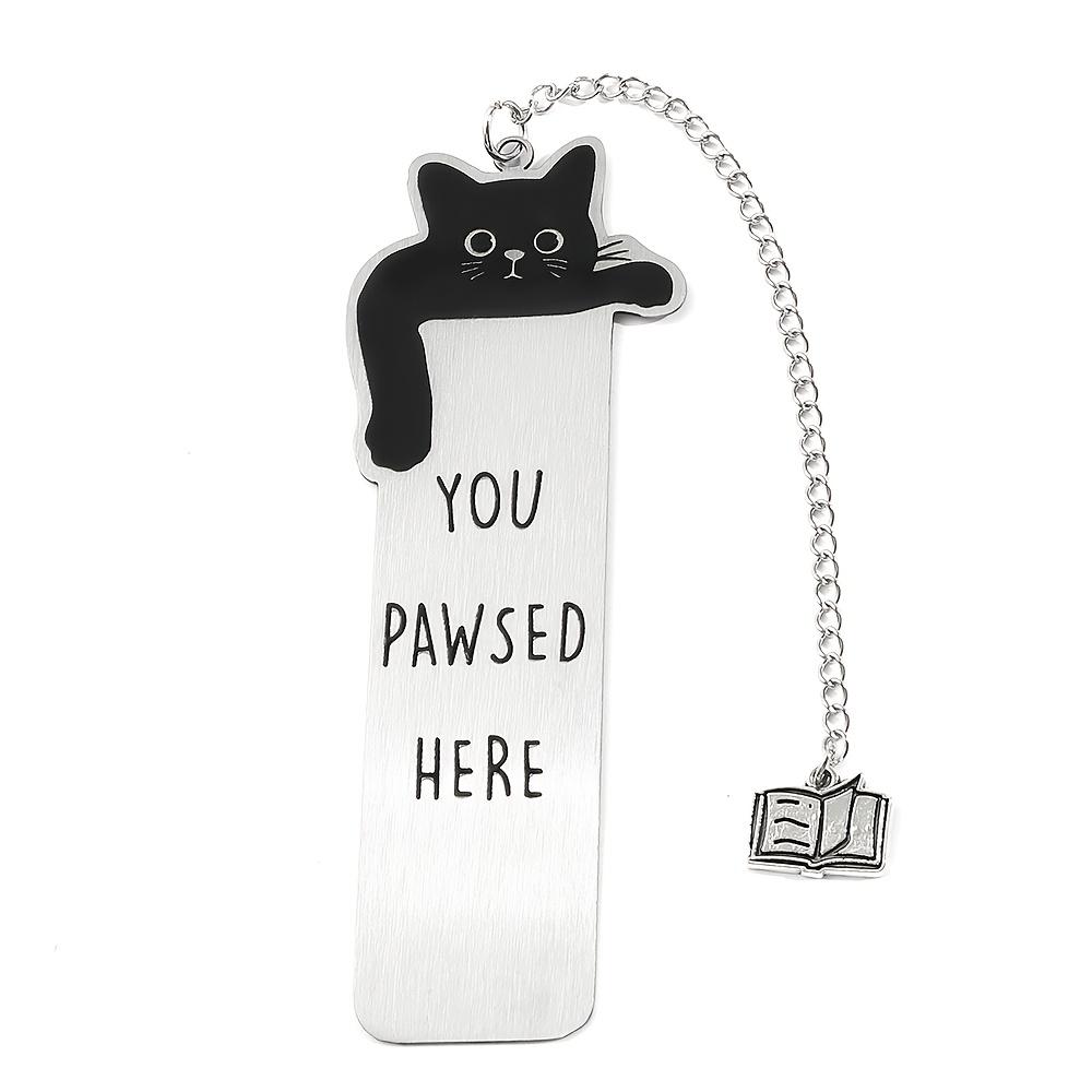 Charming Black Cat 'You Pawse Here' Stainless Steel Bookmark - Perfect Gift for Cat Lovers & Bookworms, Ideal for Birthdays & Christmas Parties