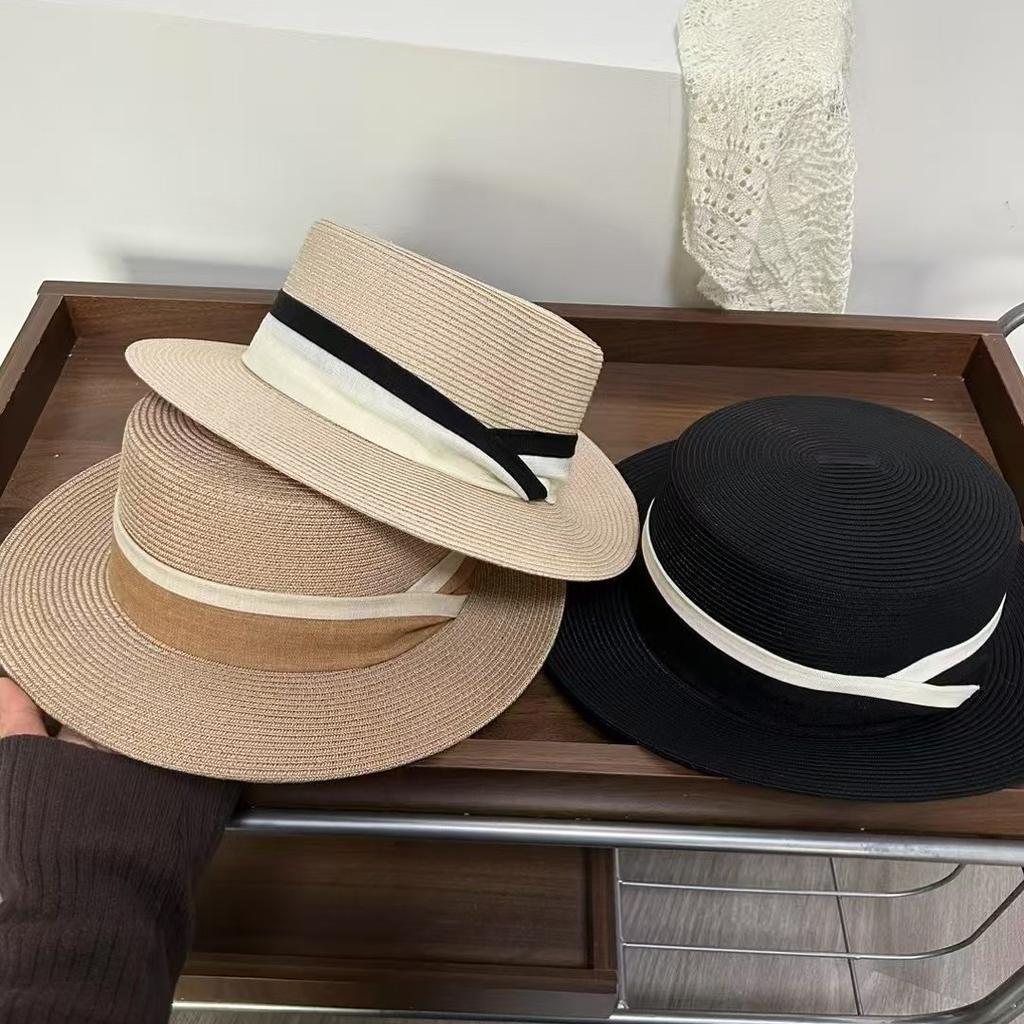 Platt hatt dam sommar strand semester stor skärm solskydd solhatt mode platt topphatt