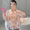 Pajamas Women's Ice Silk Pastoral Rabbit Ice Silk Long Sleeves Trousers Printed Silk Doll Collar Sweet Loungewear Can Be Worn Outside