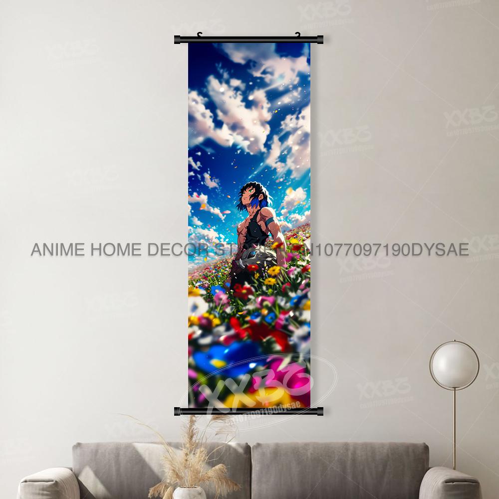 Demonen doder: Kimetsu No Yaiba Huisdecoratie Muurkunst Schilderij Rol Hangend Schilderij Anime Canvas Poster Voor Woonkamer (as the picture,25x75cm(10x30inch))