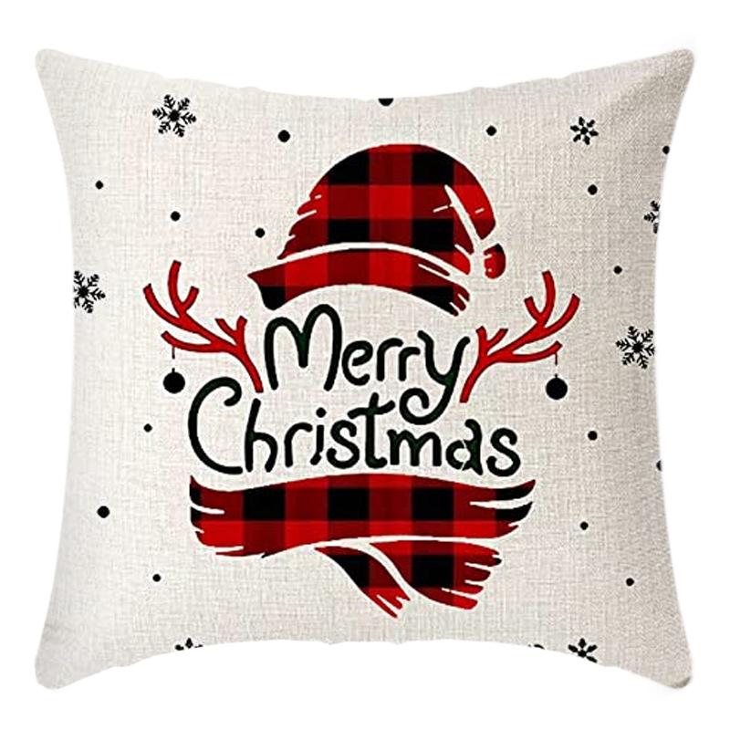 New Christmas Pillowcase Letter Linen Print Home Sofa Pillowcase Bedside Pillowcase