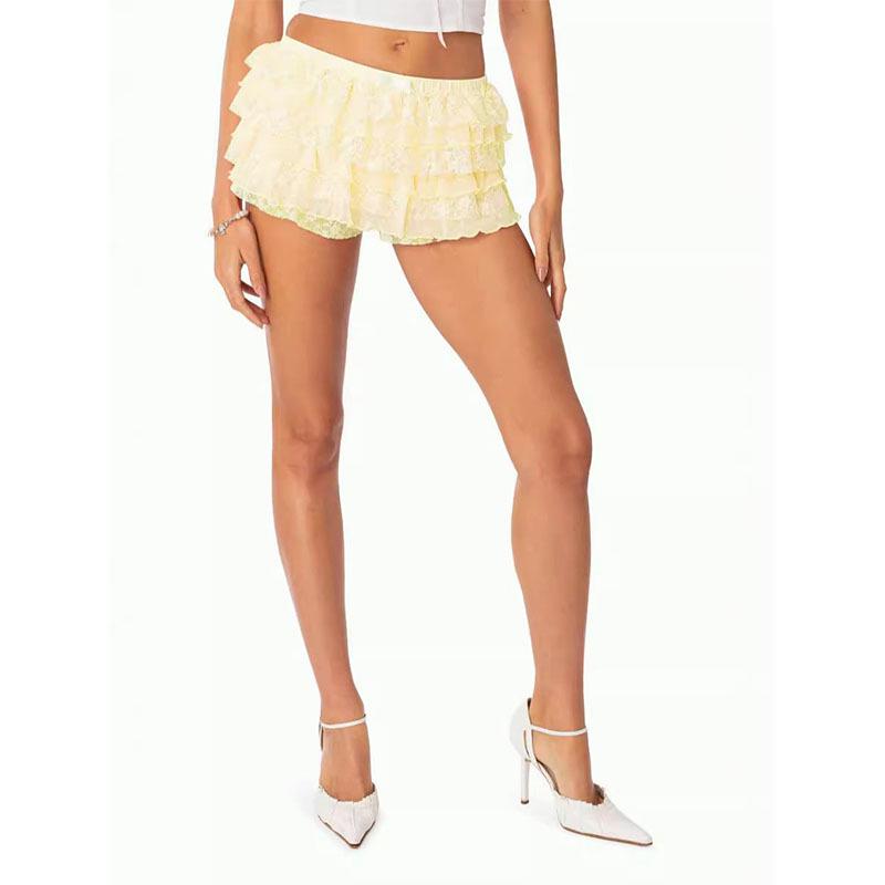 2025 Trendy Gelaagde Kant Rok-Broek - Sexy & Stijlvolle Mini voor een Pittige Look (OK83)