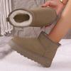 Women Winter Large Size Round Toe Thick Sole Snow Boots Casual Short Tube Velvet Fur Warm Cotton Shoes Solid Color 36-41