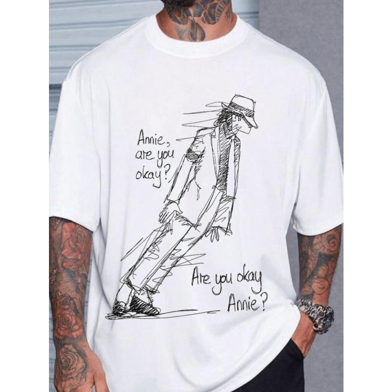 Men s Crew Neck T-shirt, Annie Are You Okay Print, Street Style, Casual Attire, Loose Fit, Stylish Lining, Classic Design, Premium Quality S