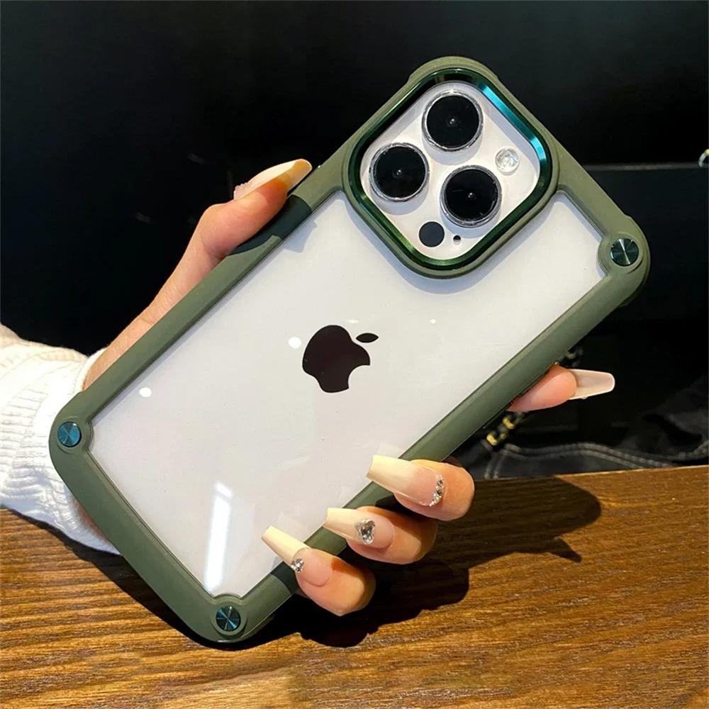 

Гибридный бампер противоударный бронированный прозрачный чехол для телефона iPhone 15 16 14 13 12 11 Pro Max Plus прозрачная рамка для ПК защитный чехол For iPhone 13 ProMax