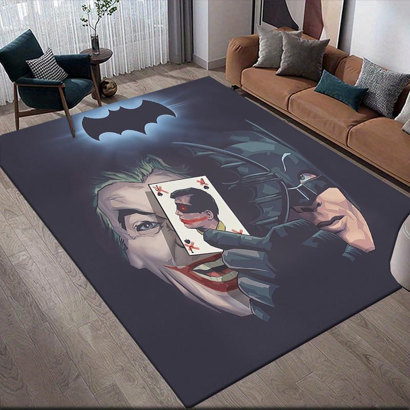 Batman & Joker Poker Anti-Slip Floor Mat, Rectangular Carpet for Home Game Room & Living Space Decor