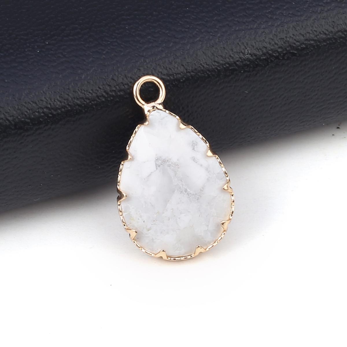 

2 шт., небольшой кулон из натурального камня, граненый кулон в форме капли для изготовления ювелирных изделий, ожерелье, серьги, аксессуар для браслета 2Pcs/White Turquoise