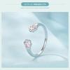 BAMOER 925 Sterling Silber Rosa Pfotenring 925 Sterling Silber+Pavé Fassung CZ+plattiertes Weißgold Für Damen Edler Schmuck