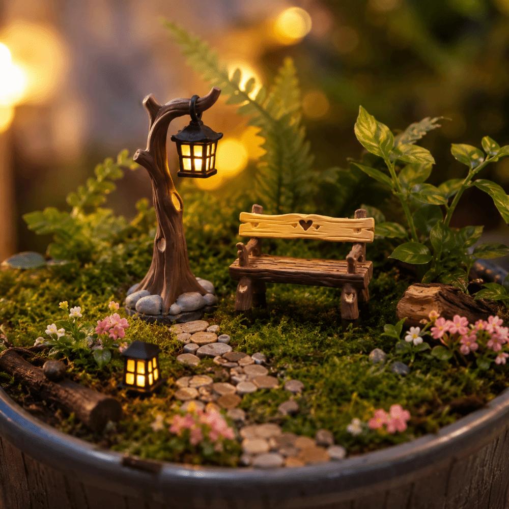 Retro Tree Lanterns Ornaments Dollhouse Statue Miniature Desk Ornament  Garden