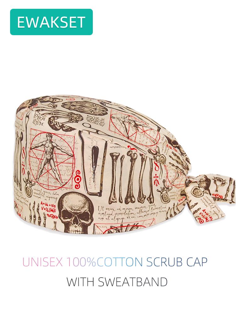 New Orthopedic Anatomy Surgical Cap Cotton Nurse Doctor Working Hats Woman Man Medical Nursing Scrub Caps Operating Room Head Caps