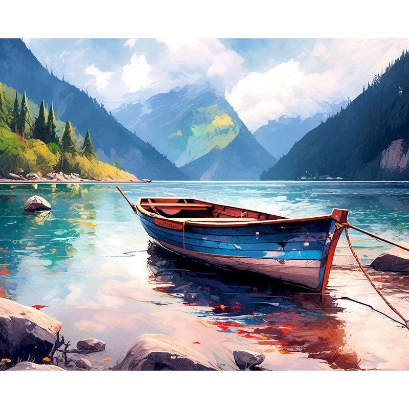 CHENISTORY Hand Painting Sailboat In Bedroom Living Room Landscape Painting By Numbers Kit DIY Artwork Canvas Home Decoration
