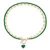 Collana Pendente a Forma di Cuore con Catena di Cristalli Geometrici Neri Vintage per Donna Moda Stile Boho Gioielli con Cristalli di Zircone Regali
