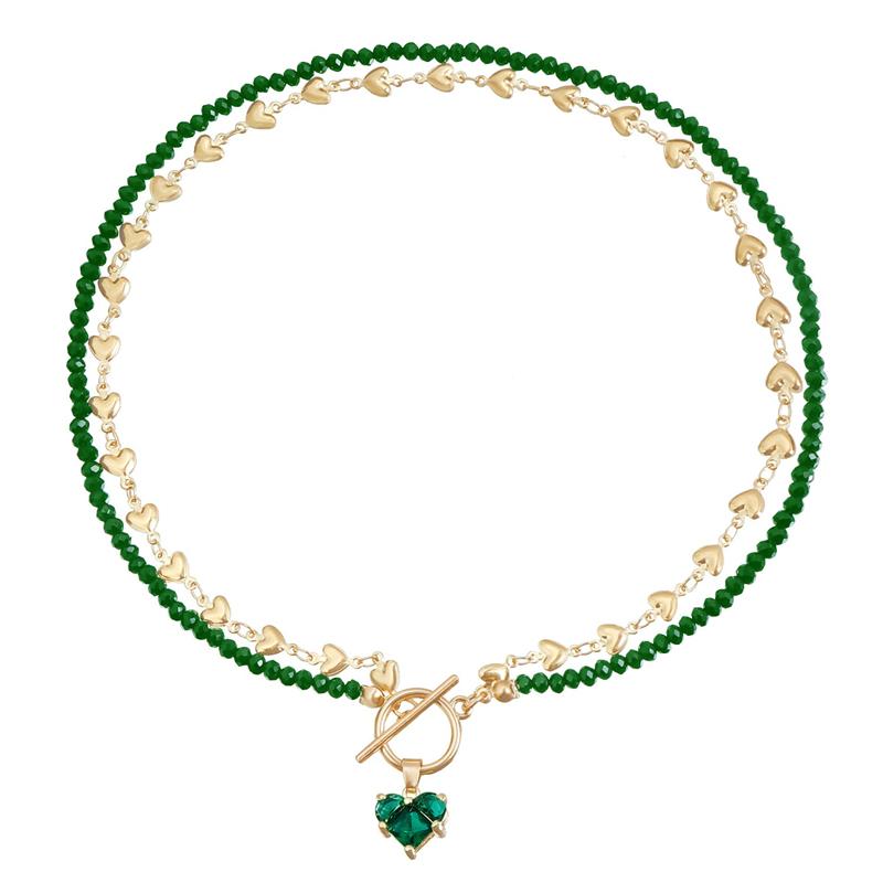 Collana Pendente a Forma di Cuore con Catena di Cristalli Geometrici Neri Vintage per Donna Moda Stile Boho Gioielli con Cristalli di Zircone Regali