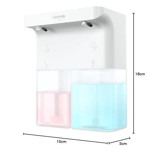 Umimile Automatic Foaming Liquid Soap Dispenser, Dual Heads, 600ml, for Hand Soap, Dishwashing Detergent, Hand Washing, Wall Mountable, IPX4 Waterproo
