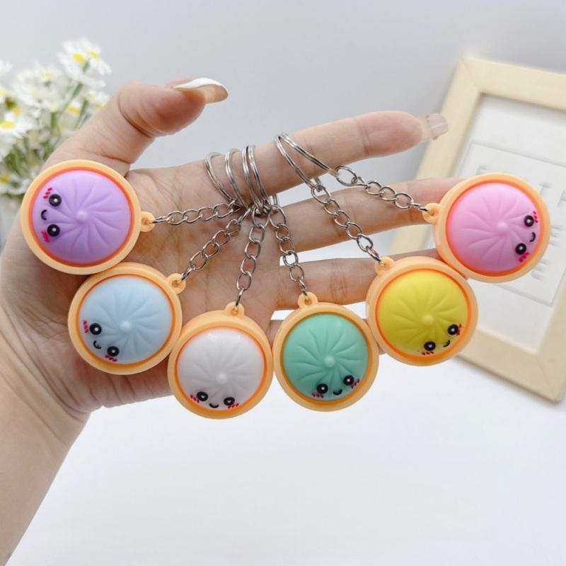 Playful Dim Sum Themed Key Accessory Collection Of 5 Amusing Expression Faces Sturdy Scratch Resistant Material
