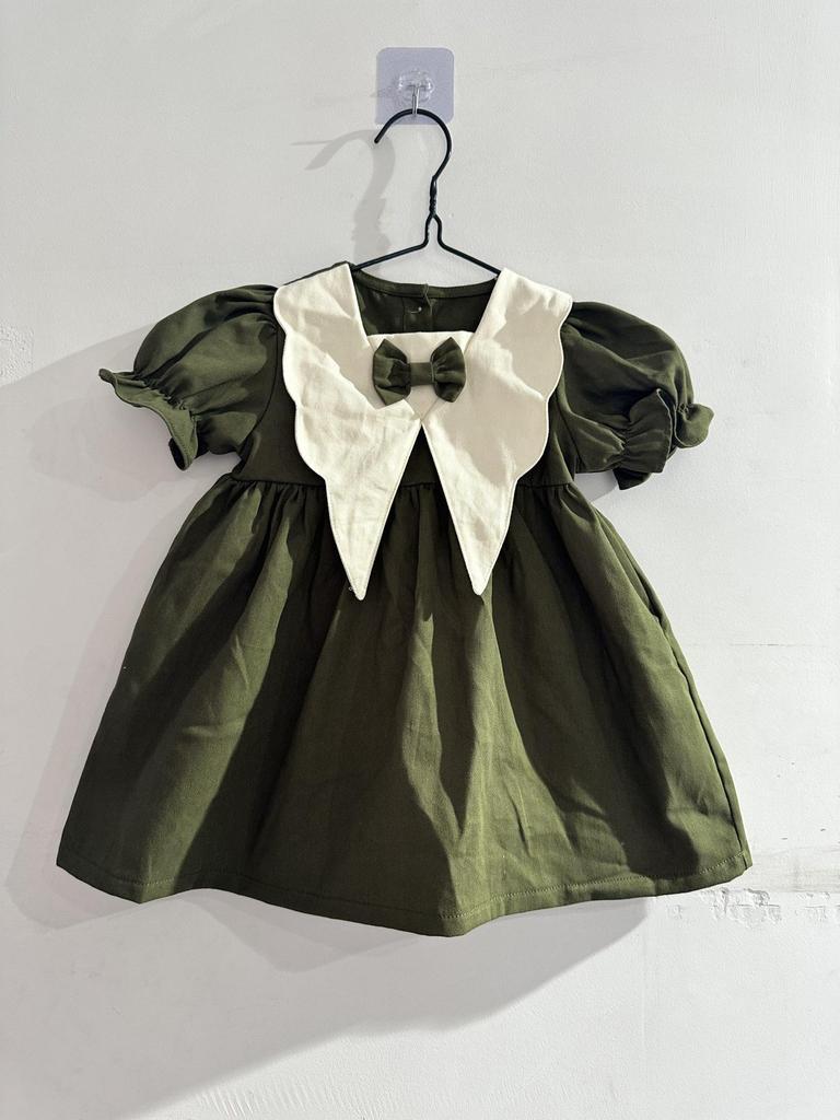 Retro Sommerkleid für Kleinkinder mit Peter-Pan-Kragen und kurzen Ärmeln