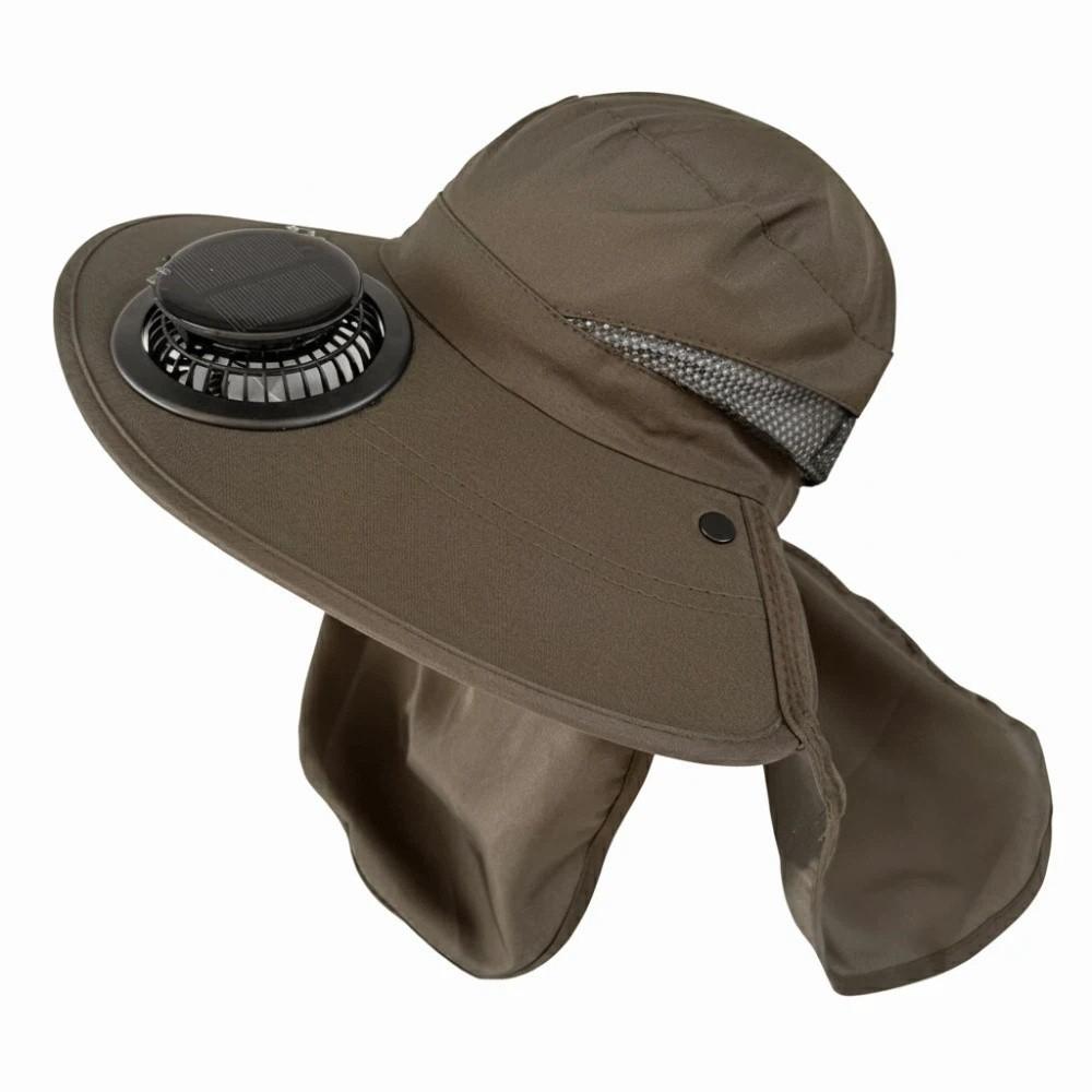 

Long-lasting Fishing Sun Shading Cap Portable Wide Brim Fan Hat Solar Rechargeable Fan Hat Summer зелёный
