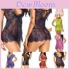 Lingerie Sexy Dentelle Cils Luxueuse pour Femme Babydoll Transparente Robe de Nuit Ensemble T-back Pour Nuits Élégantes