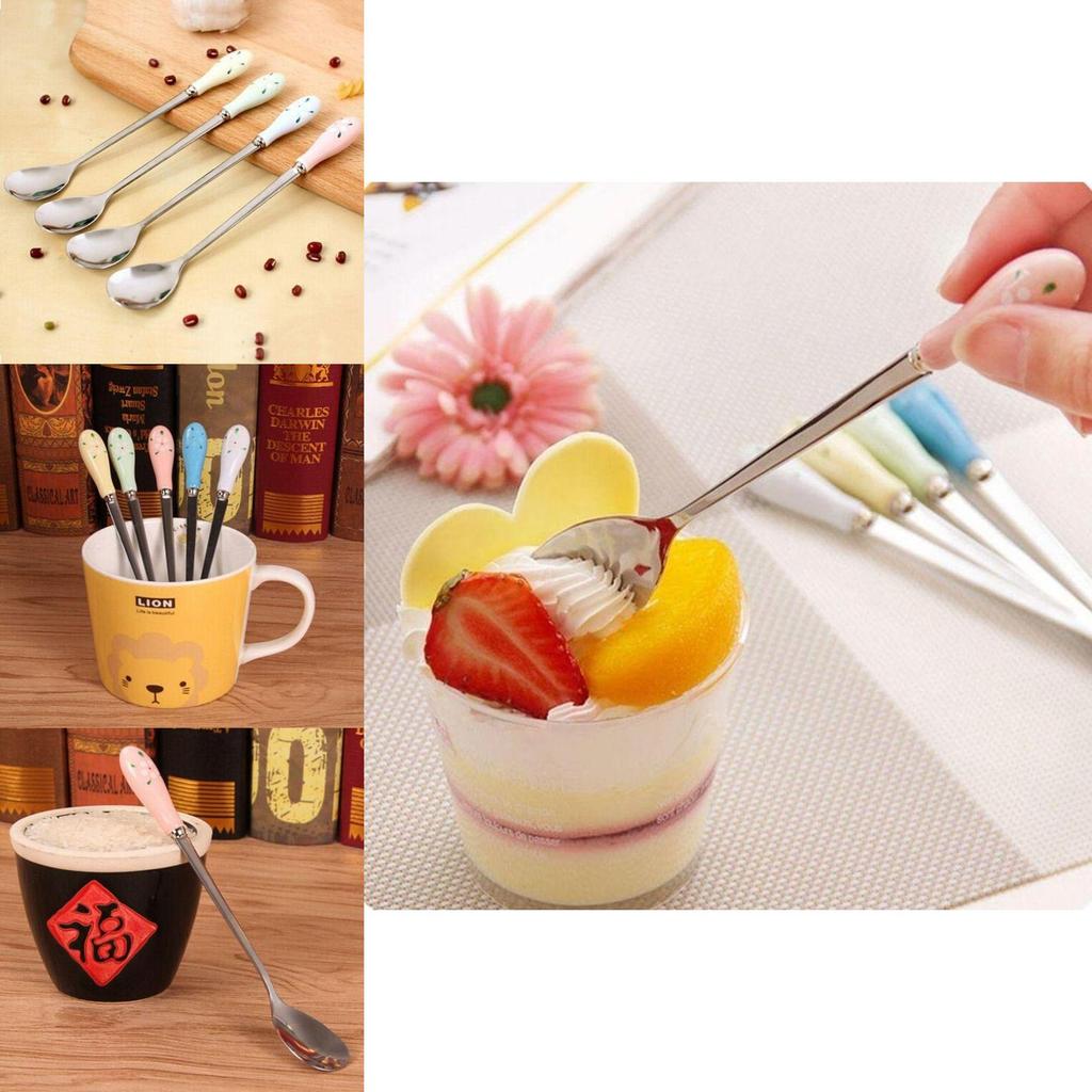 Stylish Floral Ceramic Handle Stirring Spoon With Durable Stainless Steel For Beverages