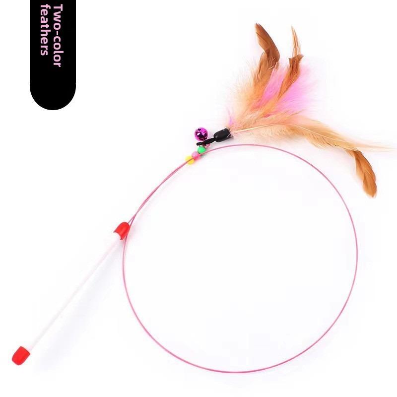 1pc A Bell Cat Toy with A High-toughness, Dual-color Feather Steel Wire for Cats To Play With
