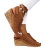 Summer new large size wedge heel sandals women's hollow Velcro sandals